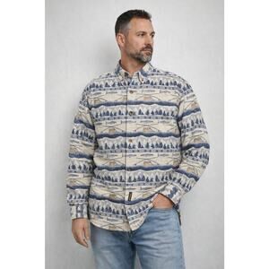 Woolrich Fishing Print Button Up Shirt Mens XL Trout Outdoor 100% Cotton